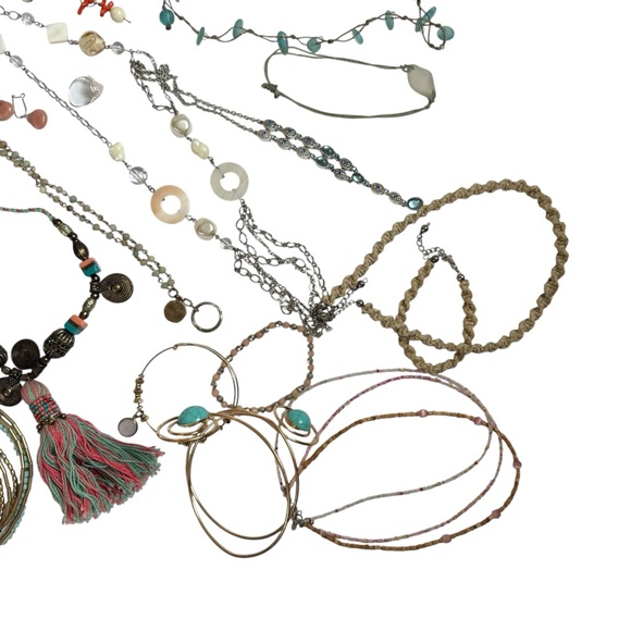 Jewelry lot assorted beach boho earthy coastal necklace bracelet earrings silver - Picture 4 of 8